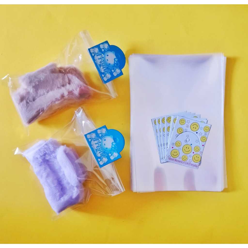 

100 Set Plastik Jepit Rambut Bulu Kotak 10 cm dan Kertas Label Hang Tag Plastik Opp Tanpa Seal Kemasan Aksesoris Tebal 40 micron