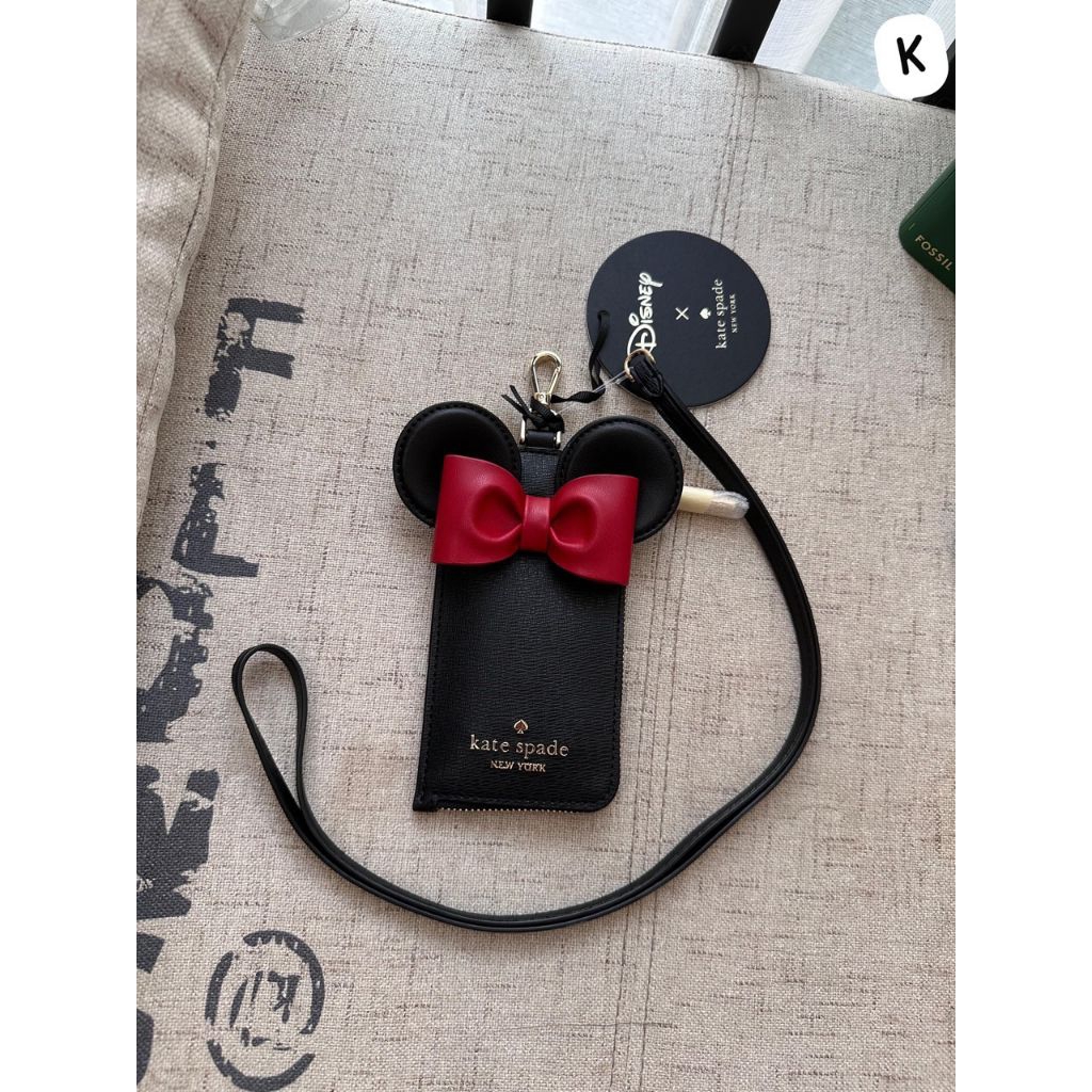 

ks minnie disney card case id lanyard black multi k