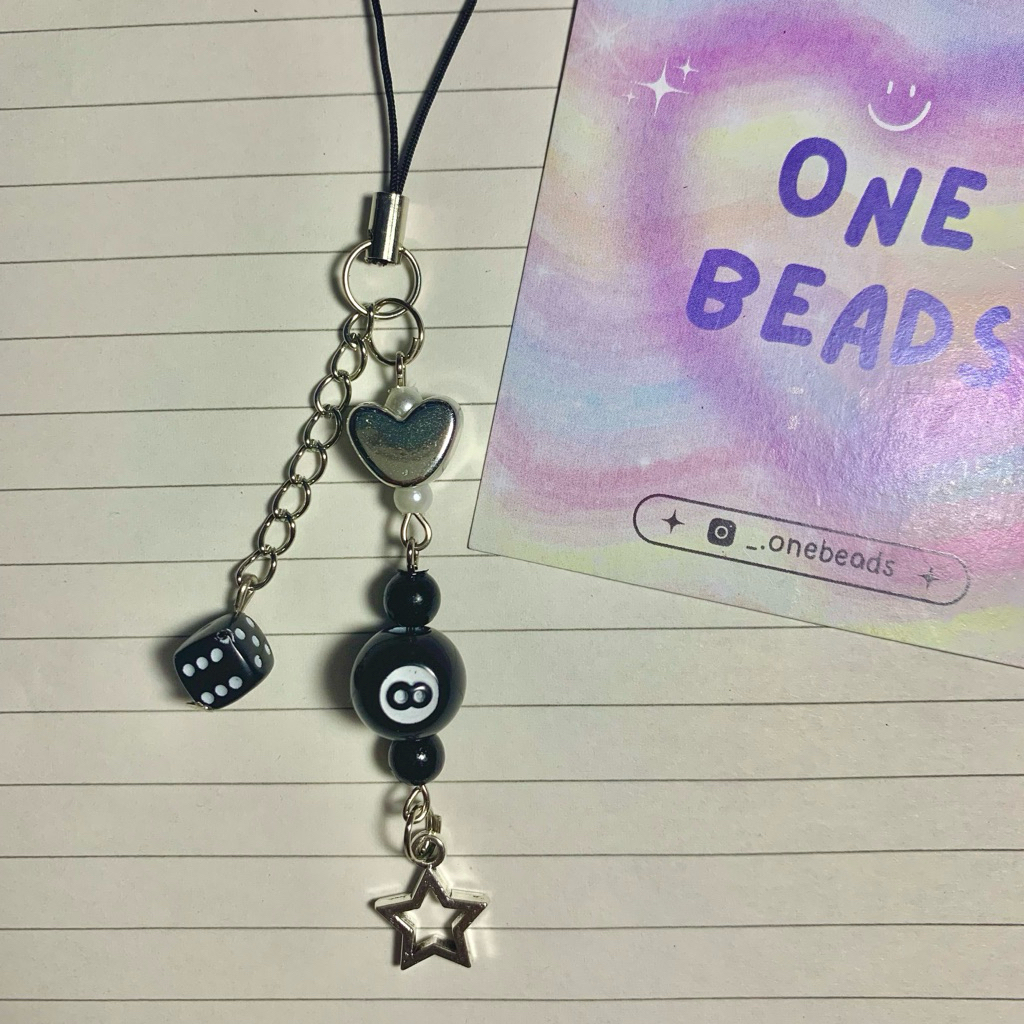 Billiard keychain || Gantungan kunci || Mini strap phone beads by onebeads