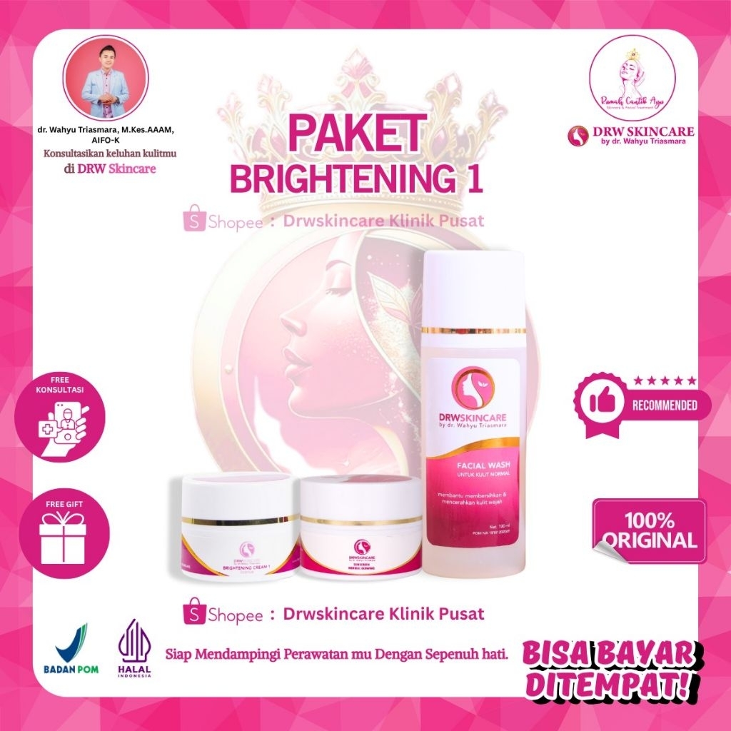 Drw Skincare Paket Bightening1  Untuk Wajah Kusam  Wajah Flek Sensitif Mudah Merah ORI BPOM [COD OK]