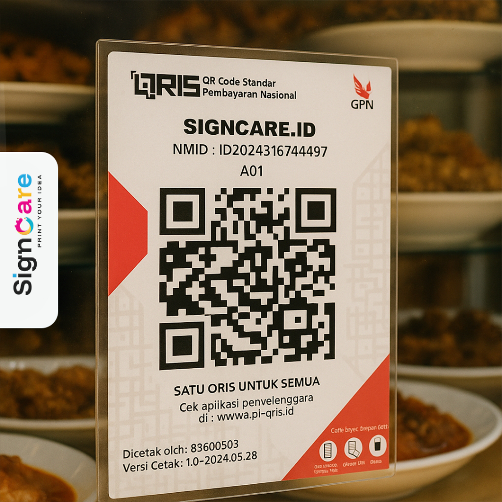 

CETAK AKRILIK STICKER SCAN QRIS UKURAN A5 CUSTOM / CETAK STIKER QRIS