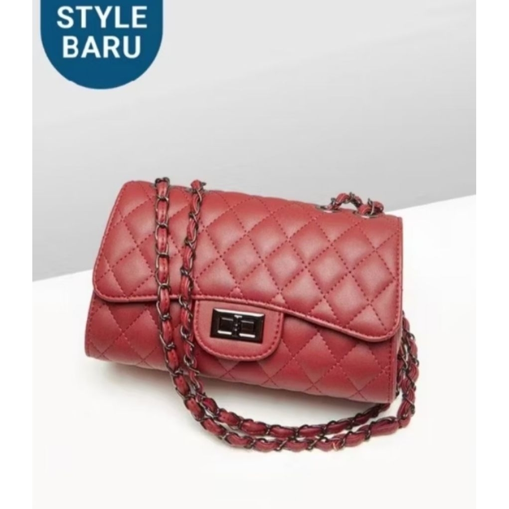 tas selempang zoe maroon sophie martin tali rantai import