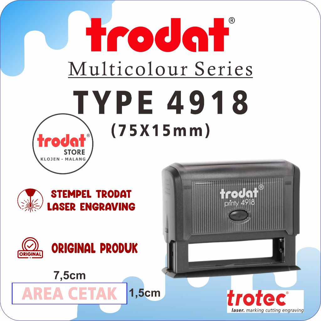 

Stempel Trodat 4918 (75x15 mm) Stempel Warna Otomatis, Original Trodat