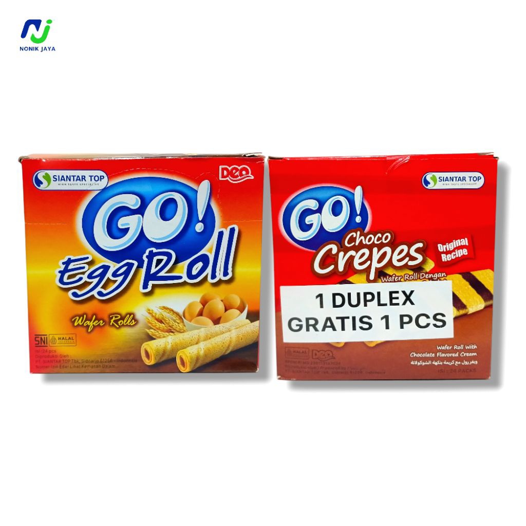 

( WAFER ROLL )GO Choco Crepes / Egg Roll Box Isi 24 Pcs@6g