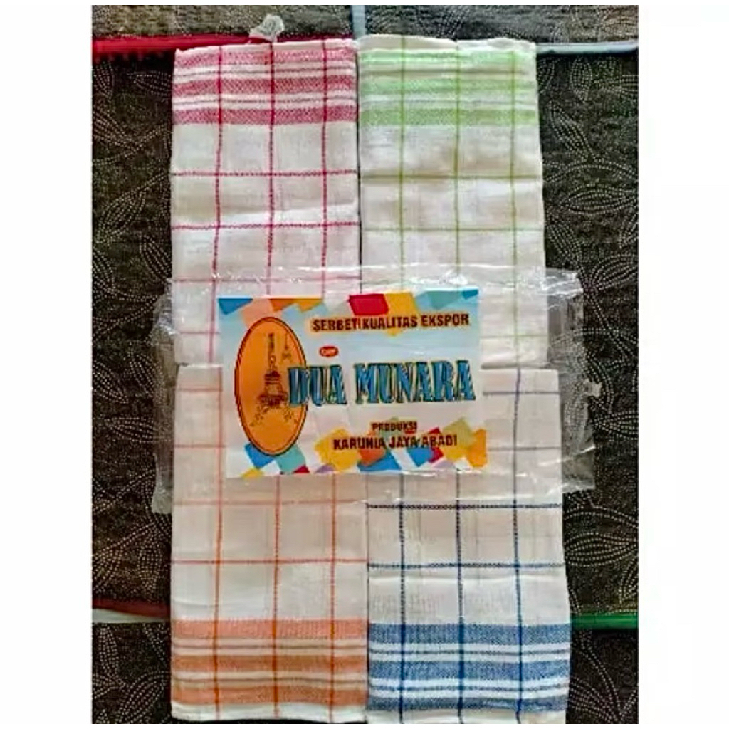 Serbet Dapur Jumbo Merek DUA MUNARA / Serbet Dapur Motip  12HELAI (LUSINAN)