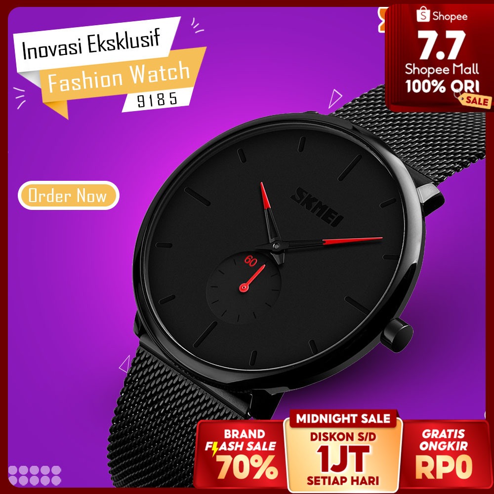 JAM TANGAN PRIA SKMEI ORIGINAL 9185 ANALOG RANTAI PASIR