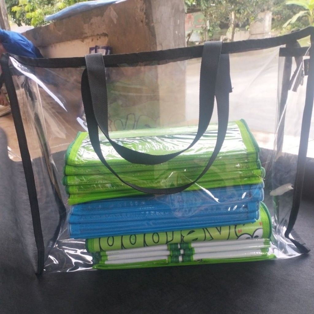 Tote tas belanja transparan JUMBO resleting