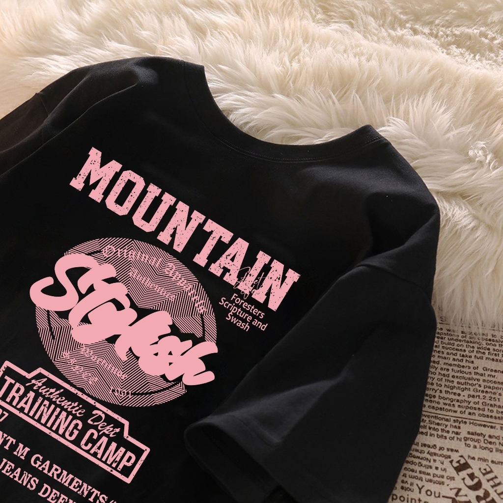 Kaos Oversize Wanita Mountain Style | Atasan Distro Korea Ukuran Jumbo 120cm | Baju Cewek Thailand K