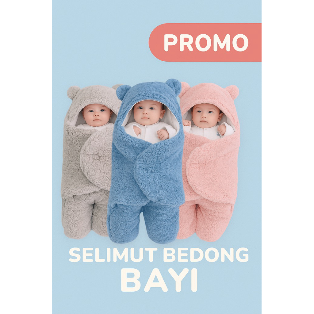 selimut bedong bayi karakter lucu / selimut bayi newborn karakter beruang dan kelinci