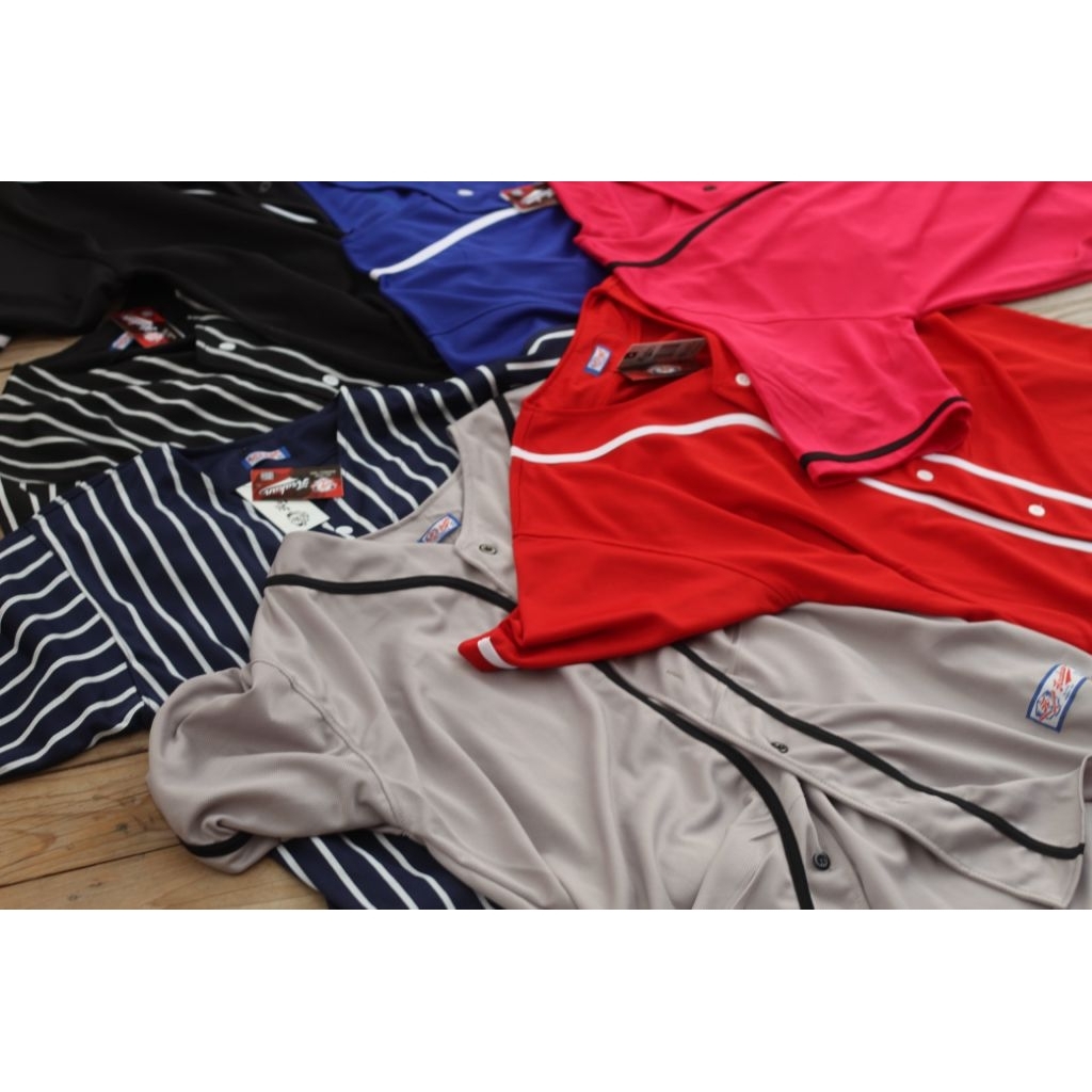 JERSEY BASEBALL POLOS MERAH LIST PUTIH