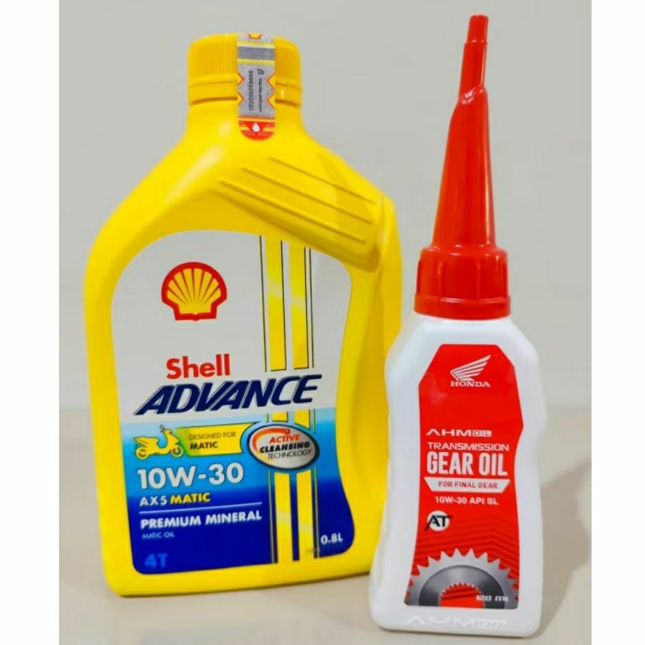 PAKET OLI SHELL ADVANCE AX5 MATIC 800ML + OLI GEAR HONDA