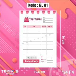 

NOTA OLSHOP CUSTOM LEMBARAN MURAH LAUNDRY / COSTUM LOGO / MENARIK