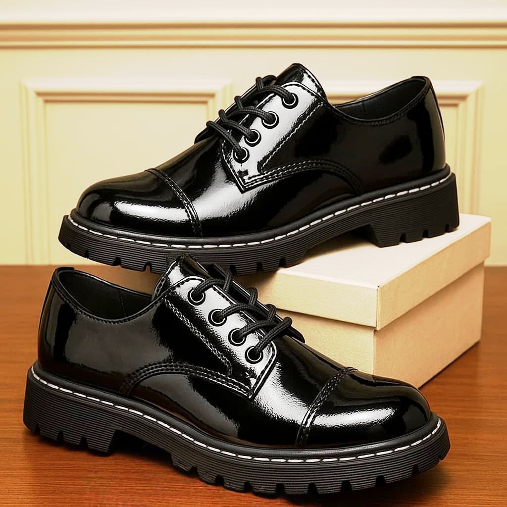 TERLARIS Sepatu Formal Pria Docmart Hitam Kulit Sintetis