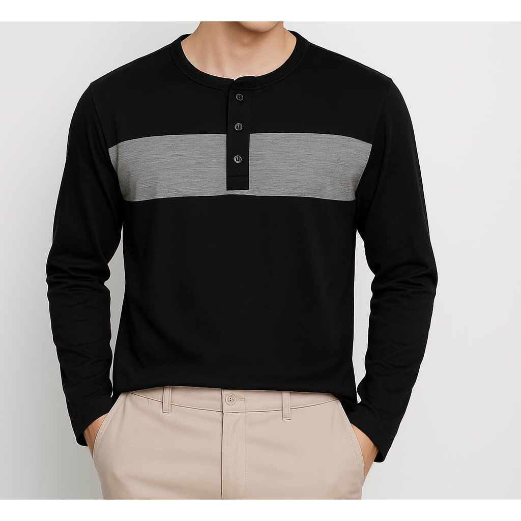 Kaos Kancing Depan Lengan Panjang Pecah Pola Terbaru