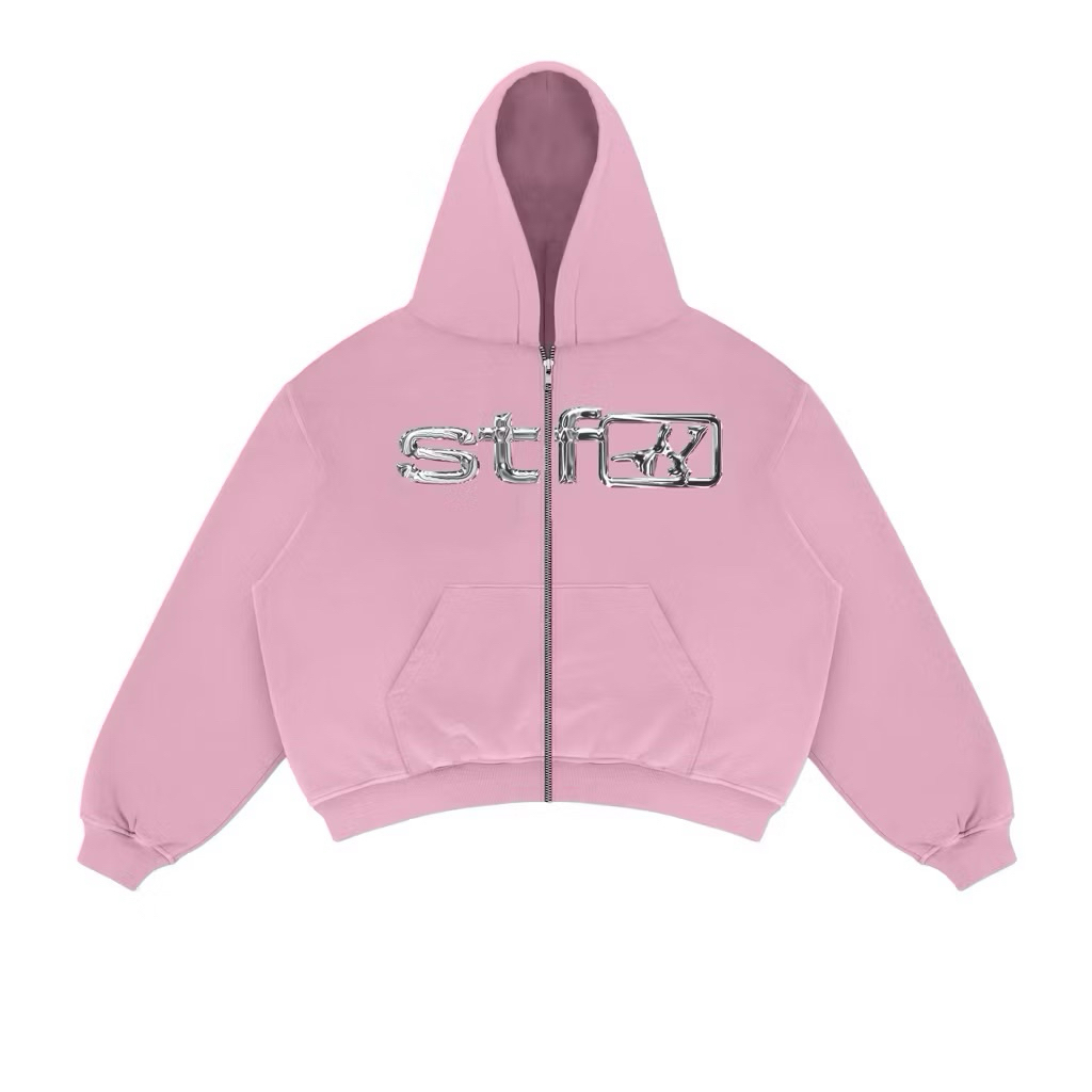 Satisfaction Hoodie Boxy Zipper 330GSM Chrome Pink_