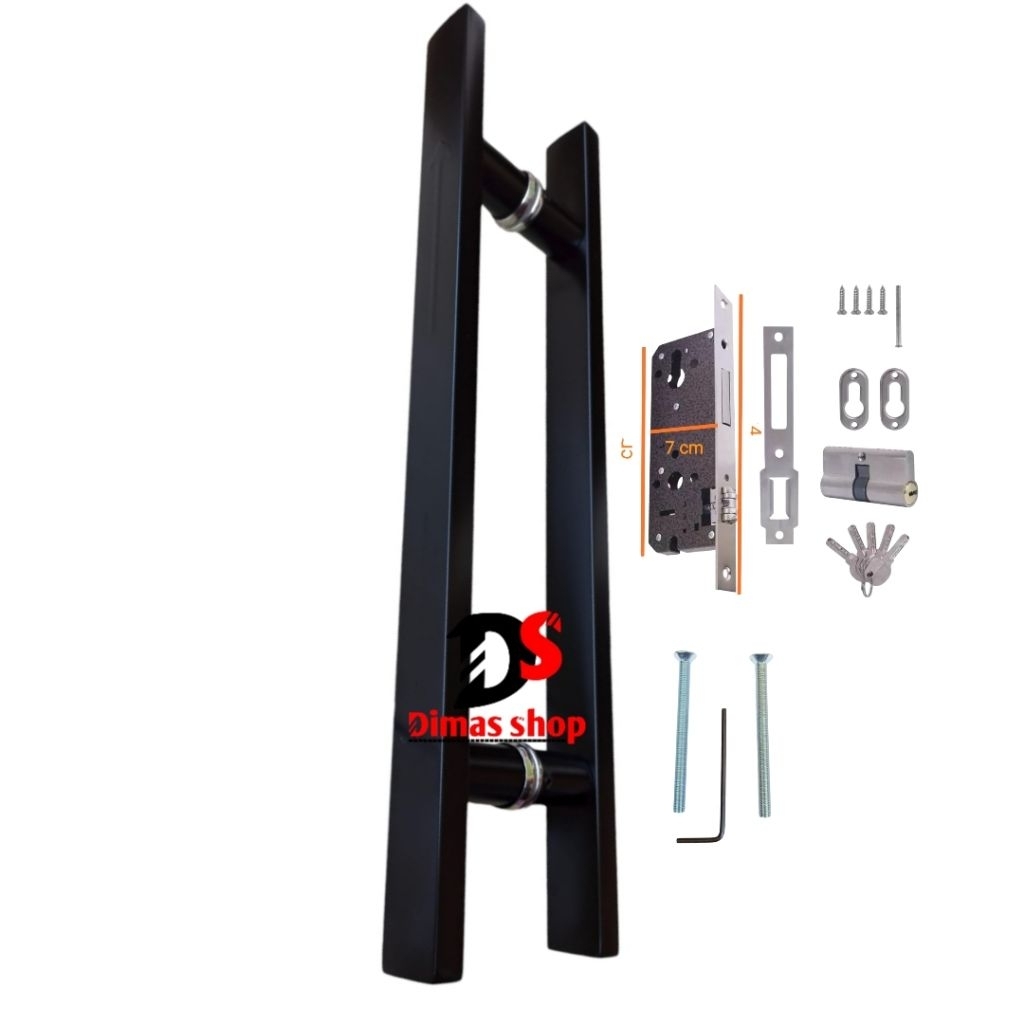 Handle pintu rumah cat full 1pasang+kunci/tarikan pintu rumah kaca/gagang pintu rumah minimalis.