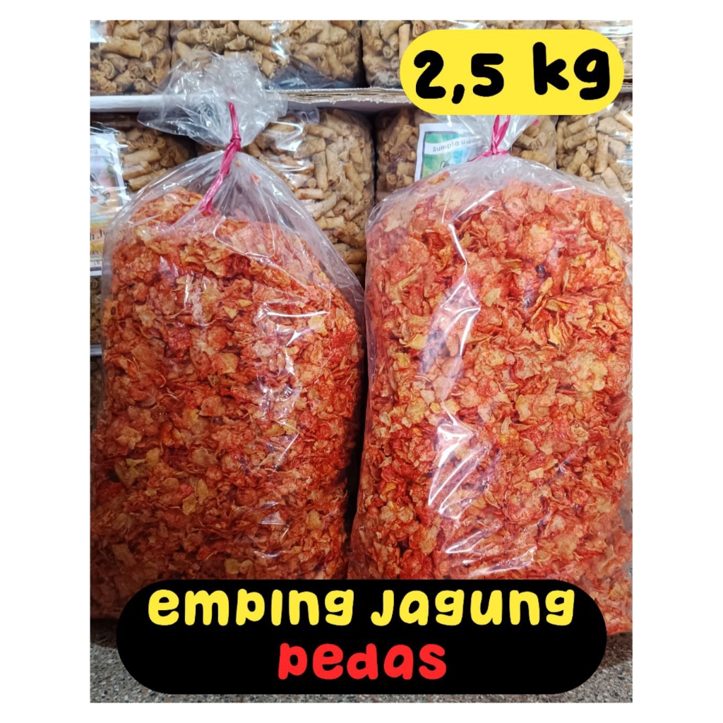 

1ball isi 2,5 kg Emping Jagung cemet pedas