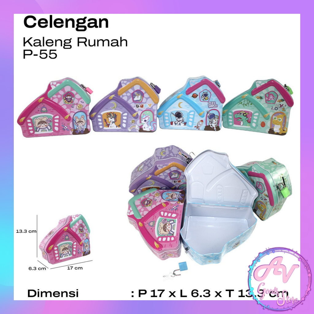 Celengan Kaleng Rumah P-55 / Celengan Kunci Gembok Fancy / Souvenir Celengan Anak
