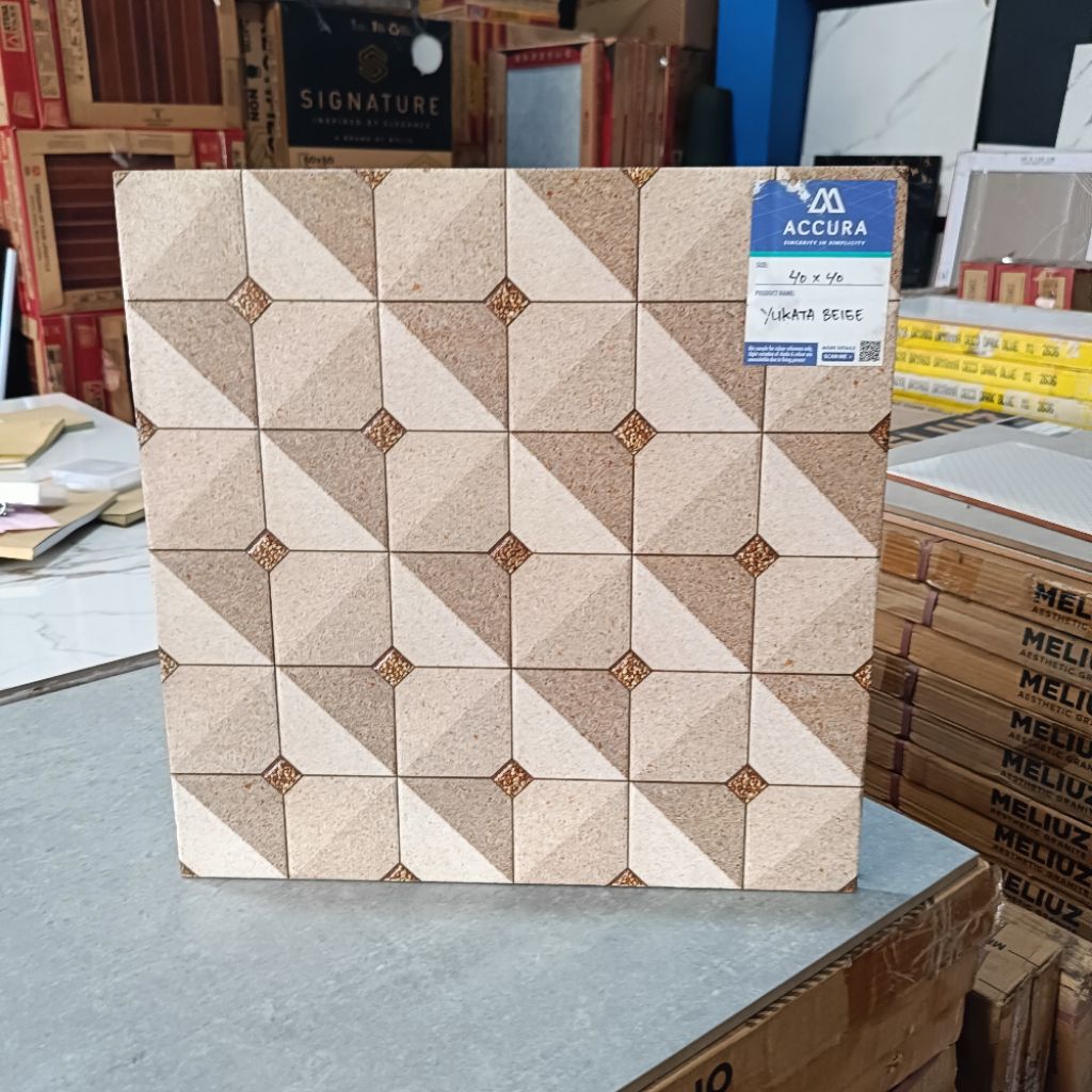 Keramik lantai 40x40 yukata beige accura