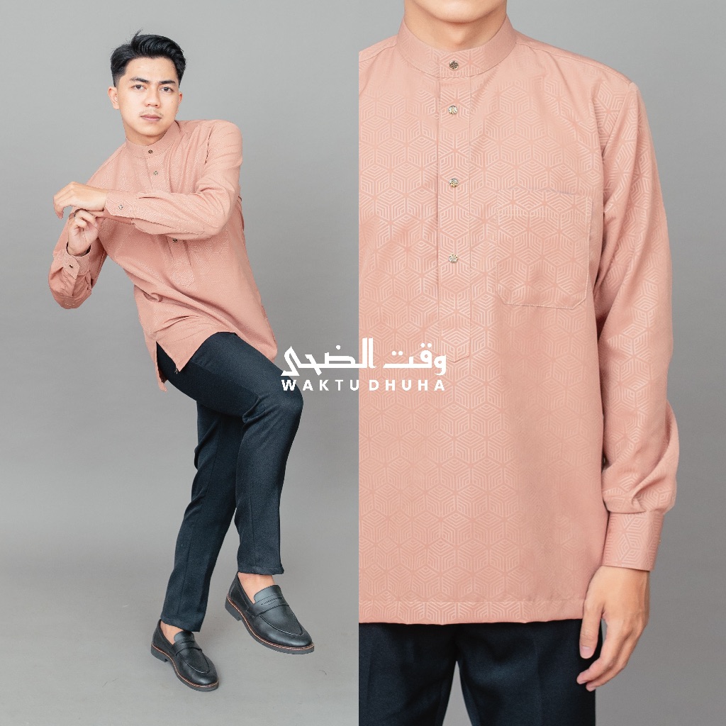 premium waktu dhuha - baju koko pria lengan panjang manset kain premium adem koko umar