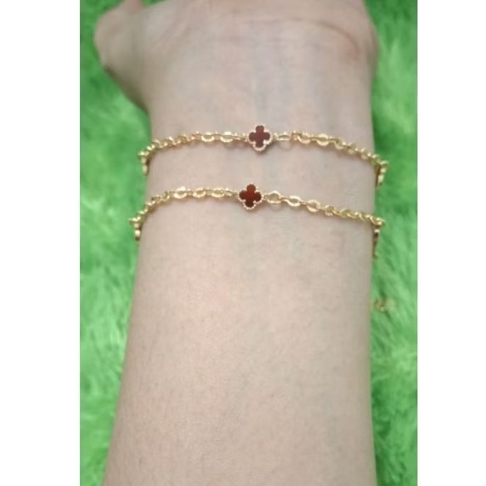 Gelang Tali Rantai Bunga Vanclieef Maroon Semar Nusantara