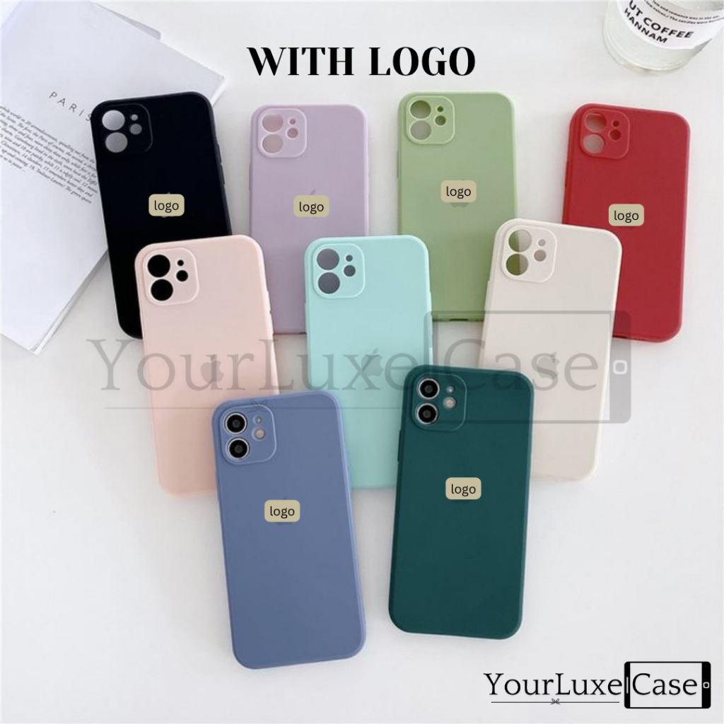 CUCI GUDANG Round Edge With Logo Fullcover Casing HP Case iPhone 7 8 X XR XS 11 12 13 14 15 16 Plus