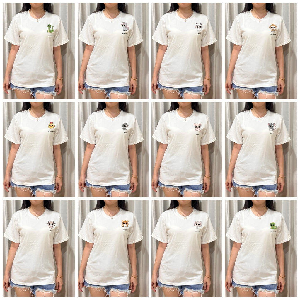 KAOS OBLONG PUTIH WANITA 12 SHIO / CHINESE ZODIAK