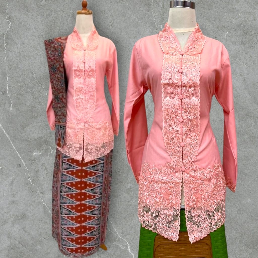 FK-Setelan New Kebaya Encim Bordir Rok Tumpal // 3in1 Set Baju Kebaya Encim Wanita Lengan Panjang //