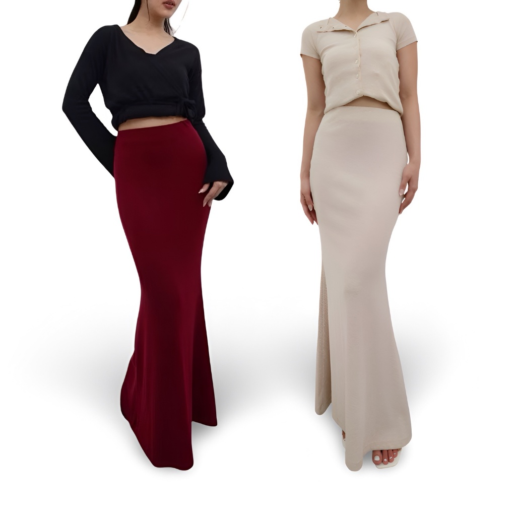 Rok Duyung Knit Remaja Kerja – Rok Span Rajut Rempel Panjang Modis Kekinian