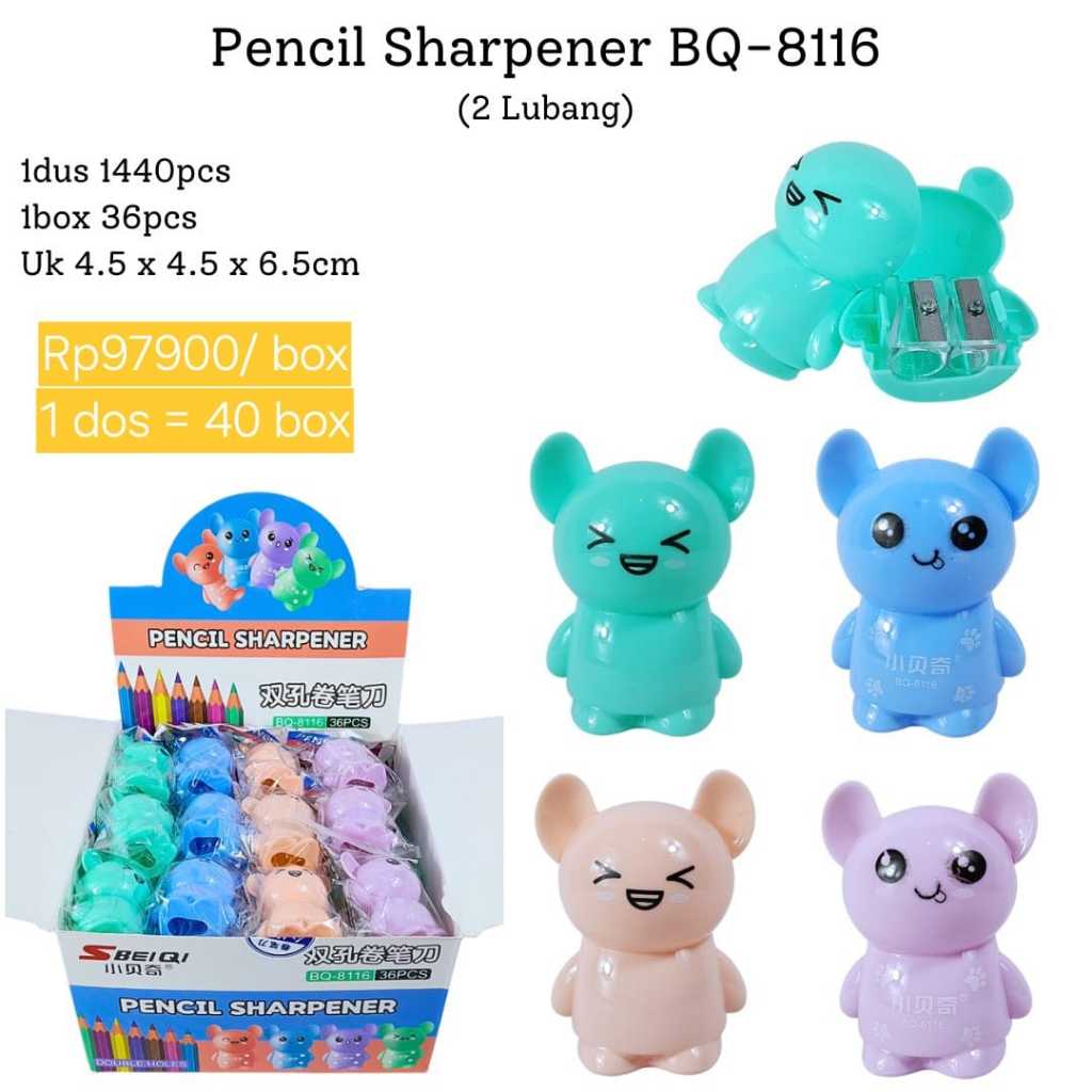 

1pcs Rautan Pensil Serutan Pensil Ukuran Besar Banyak Karakter Lucu