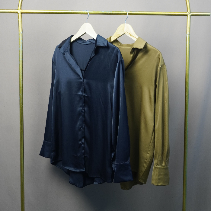 Kemeja Wanita Lengan Panjang Shirt Siwa Silk Import Bangkok