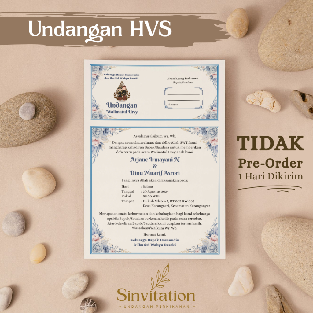 

Cetak Undangan HVS Biru Walimatul Ursy, Pernikahan, Tahlil, 7 Bulanan, Aqiqah, Khitan, Sinvitation