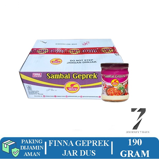 

FINNA SAMBAL ULEG GEPREK JAR DUS PER 12 PCS JOURNEY 7 DAYS DENGAN PAKING AMAN