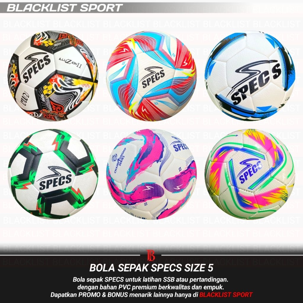 Bola sepak Specs size 5 pompa pentil dan jaring bola
