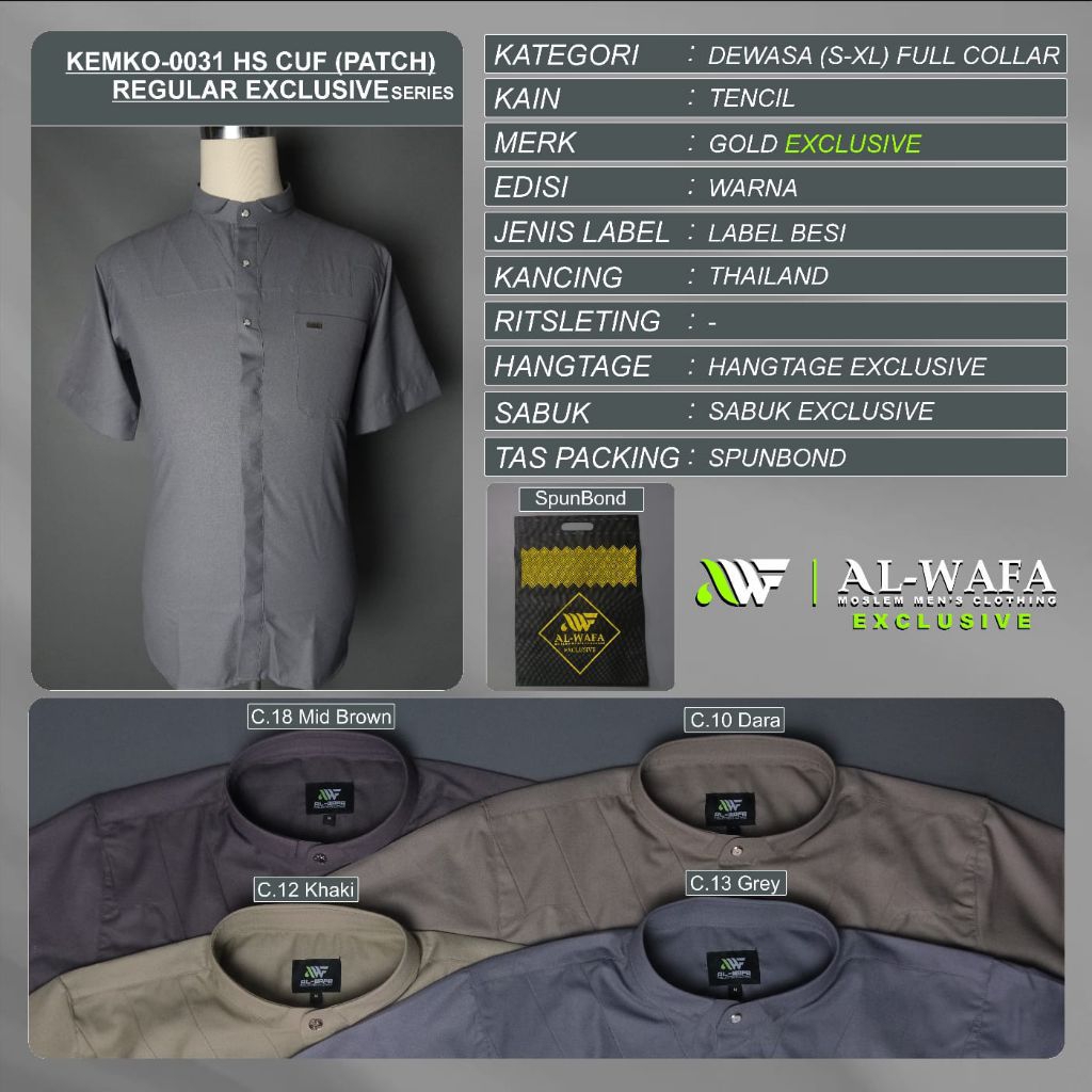 Baju Koko Pria Al-Wafa Warna Kancing Thailand Terbaru Premium Lengan Pendek Baju Muslim Alwafa Koko 