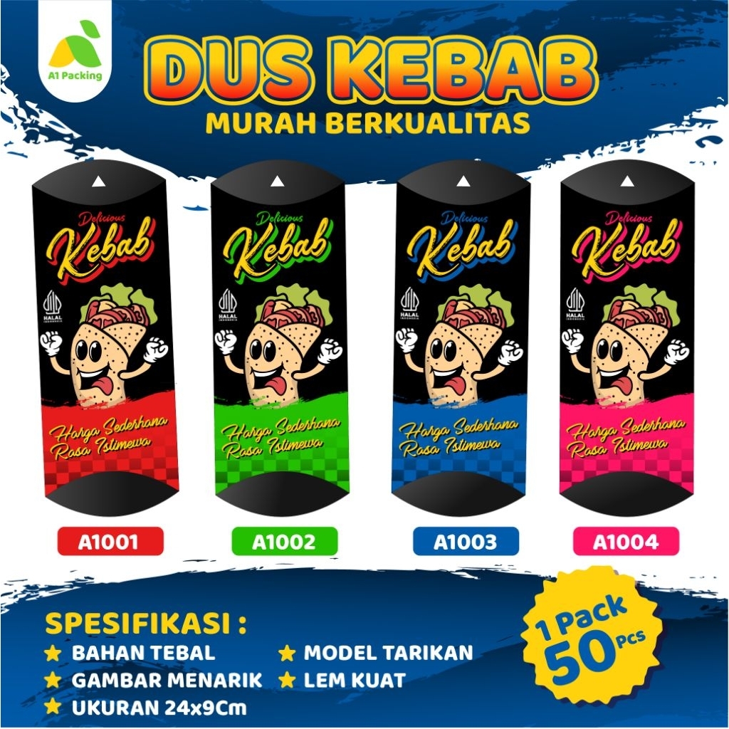 

Dus Kemasan Kebab | Gambar Menarik | Bahan ivory tebal | Isi 50pcs / Pack