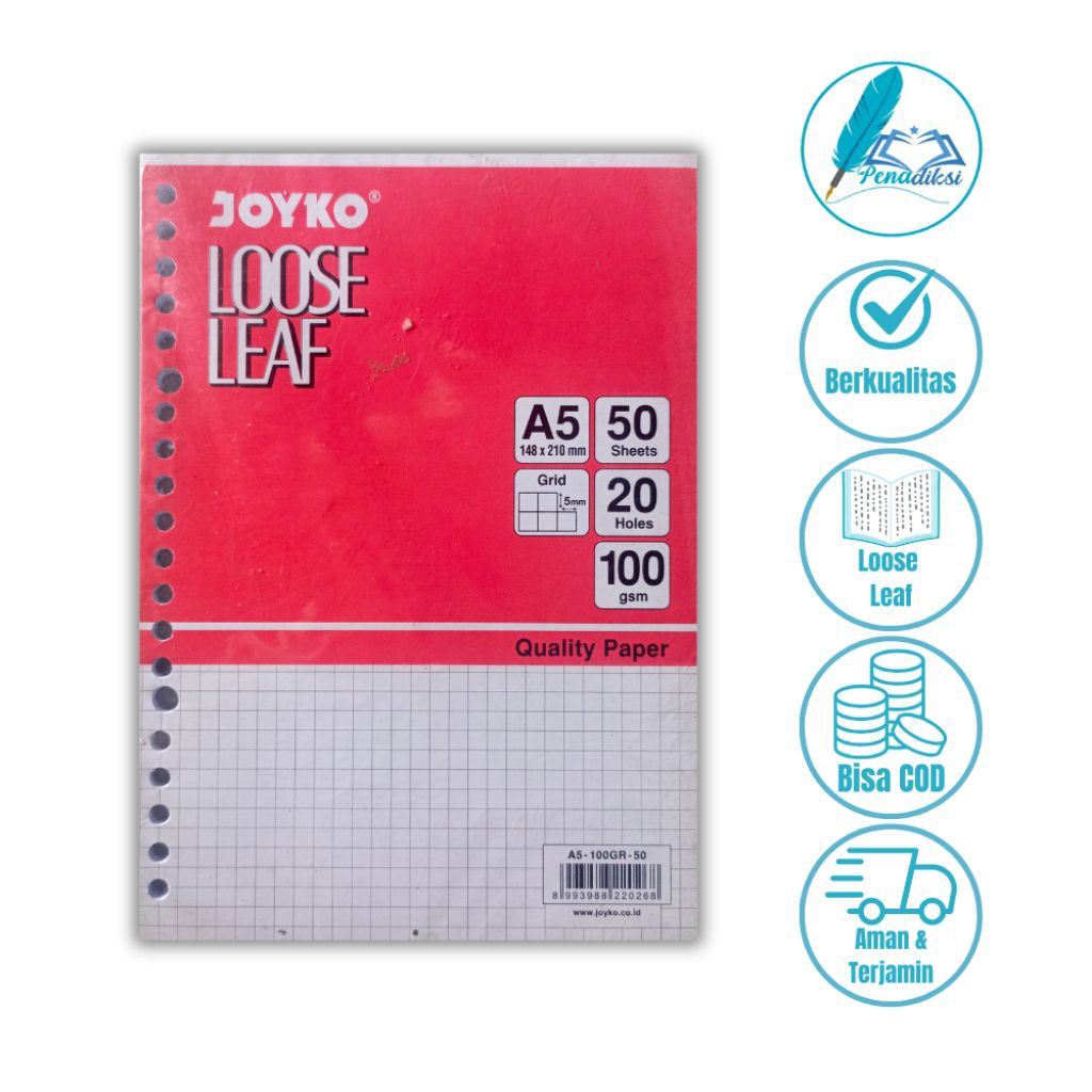 

Joyko Loose Leaf A5 50 Sheets Grid 5mm 20 Holes 100gsm