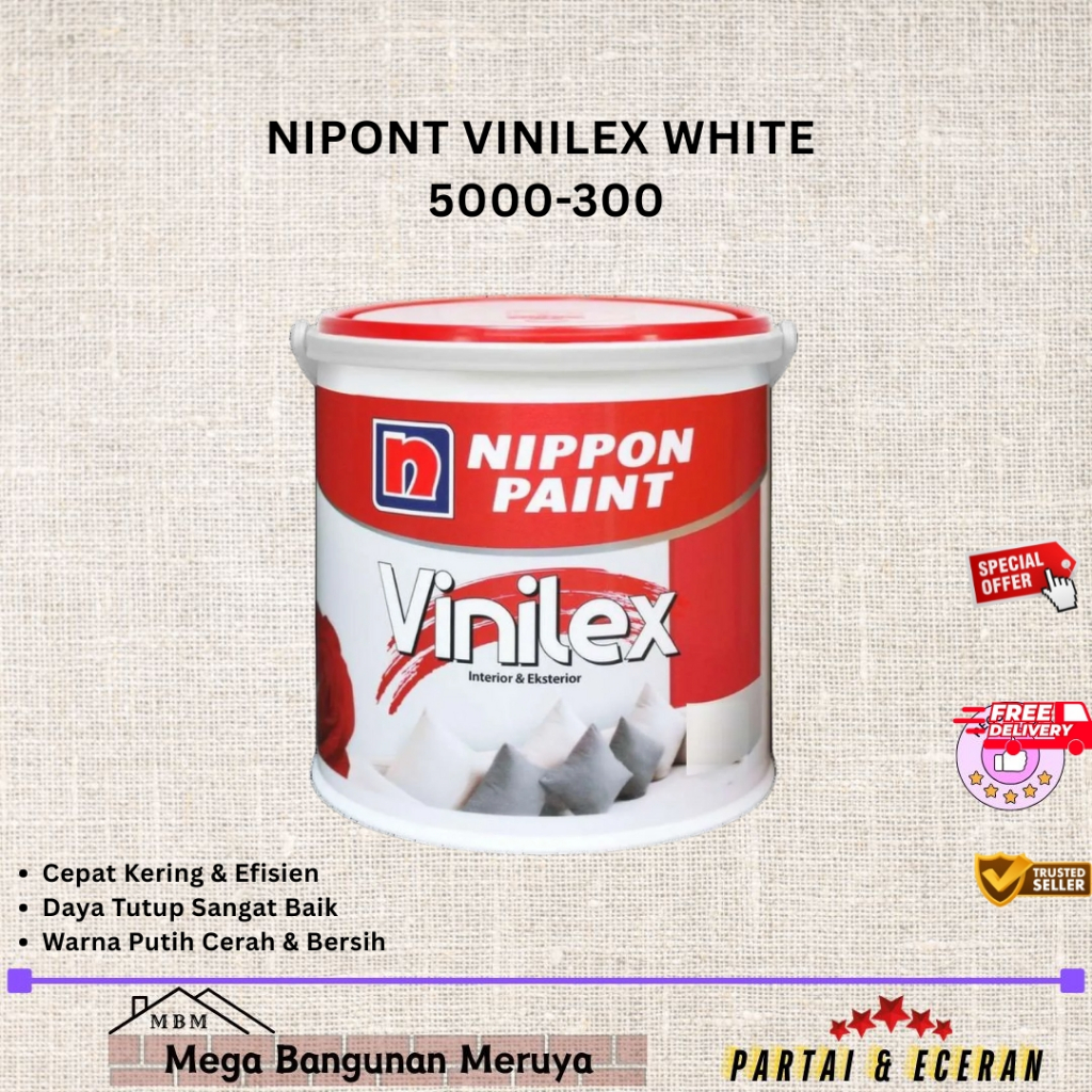 Cat Tembok Vinilex Nippon Paint WHITE 300 [25 kg] -