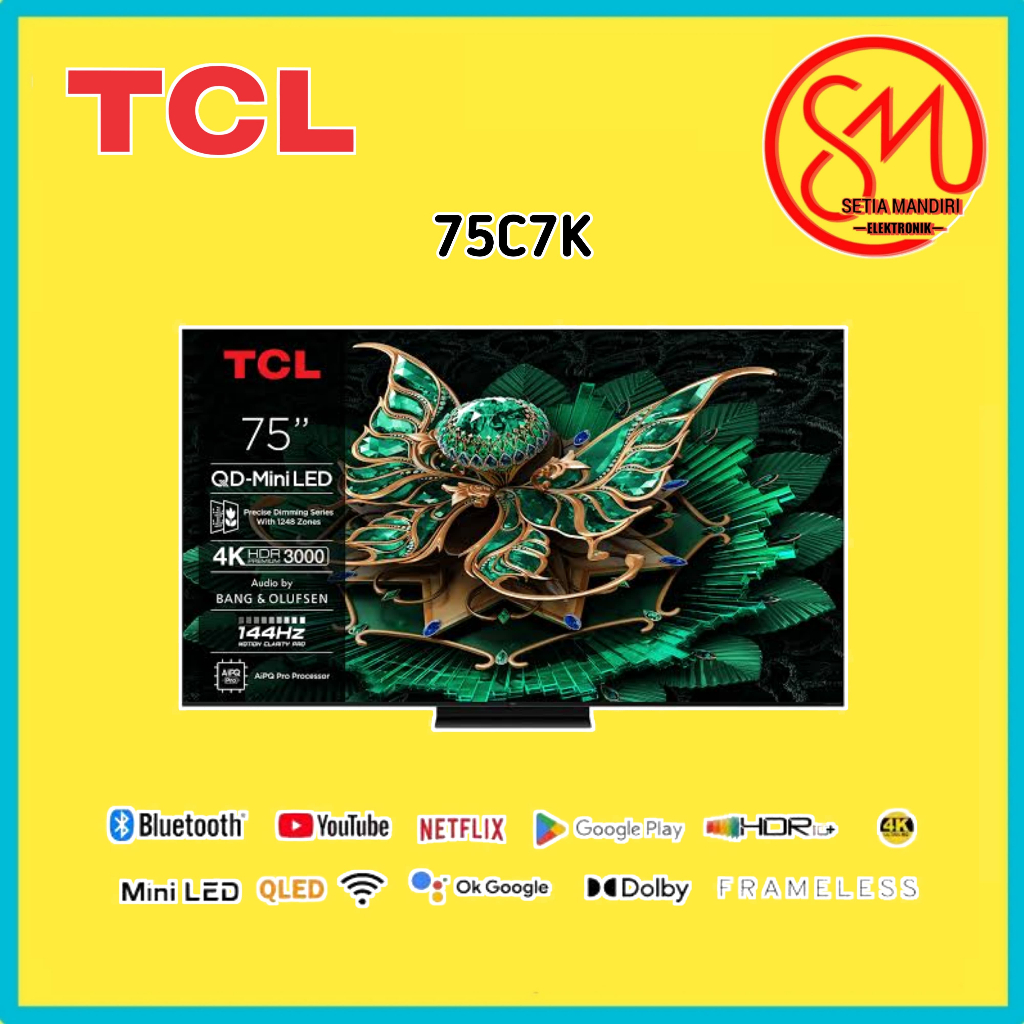 TCL C7K Premium QD-MiniLED 4K UHD Smart Google TV 144Hz VRR 55 65 75 Inch HDR 55C7K 65C7K 75C7K SMEC