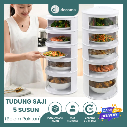 Tudung Saji 5 Susun Belum Rakitan Rak Penyimpanan Makanan Estetik Berbagai Varian Warna SNI Murah