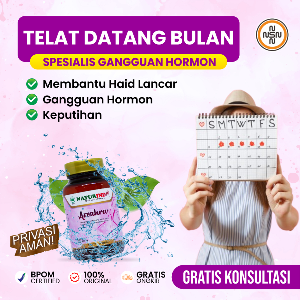 NATURINDO AZZAHRA OBAT TELAT HAID HERBAL PELANCAR HAID OBAT TELAT DATANG BULAN HAID AMPUH