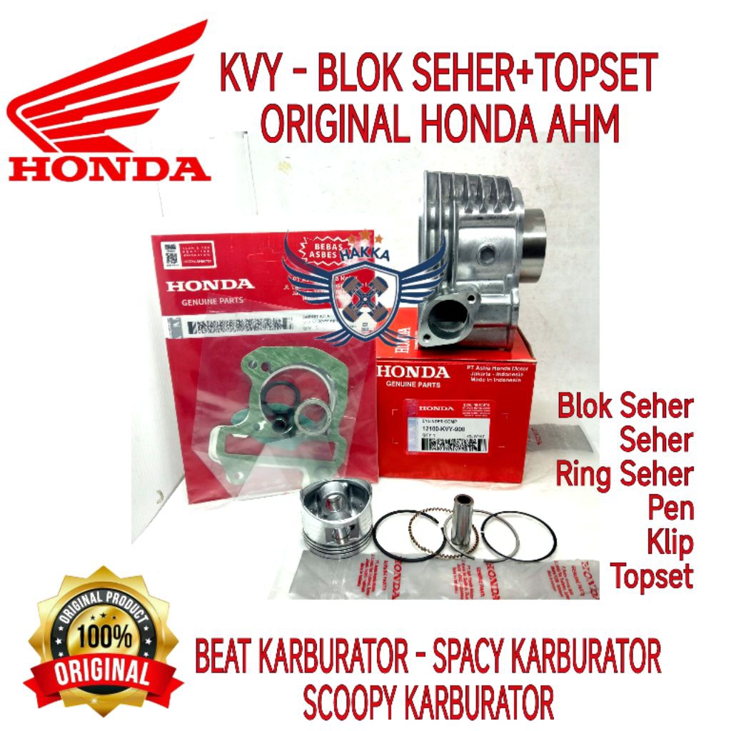 KVY ORIGINAL BLOK SEHER + TOP SET HONDA BEAT KARBU, BLOK SEHER HONDA SCOOPY KARBU, BLOK SEHER HONDA 