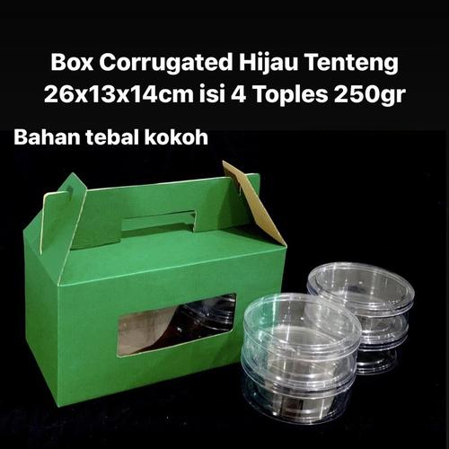 

dus tenteng kue kering box jinjing cookies hijau corrugated muat 4 toples bulat 250gr