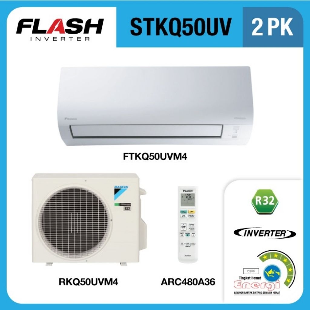 AC DAIKIN THAILAND FLASH INVERTER 2PK FTKQ50UV R32 DAIKIN AC FLASH INVERTER 2PK STKQ50UV R32 DAIKIN 
