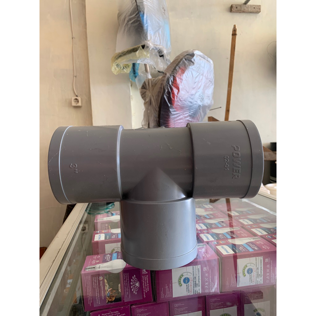 (POWER) TEE / T / FITTING MERK POWER AW 3" / SAMBUNGAN PARALON