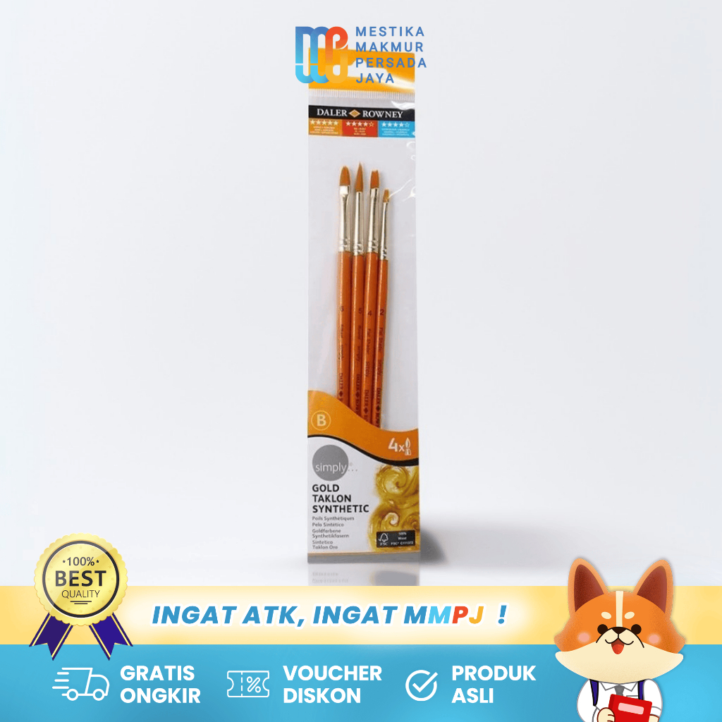 

Daler Rowney Simply Gold Taklon Short Handle Brush Set 4 pcs – Kuas Akrilik Serbaguna 216920403