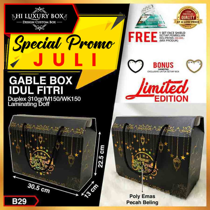 

Kotak Lebaran|Idul Fitri||Gable|Kue|Kado|Box|Packaging|30.5X13X23|B29
