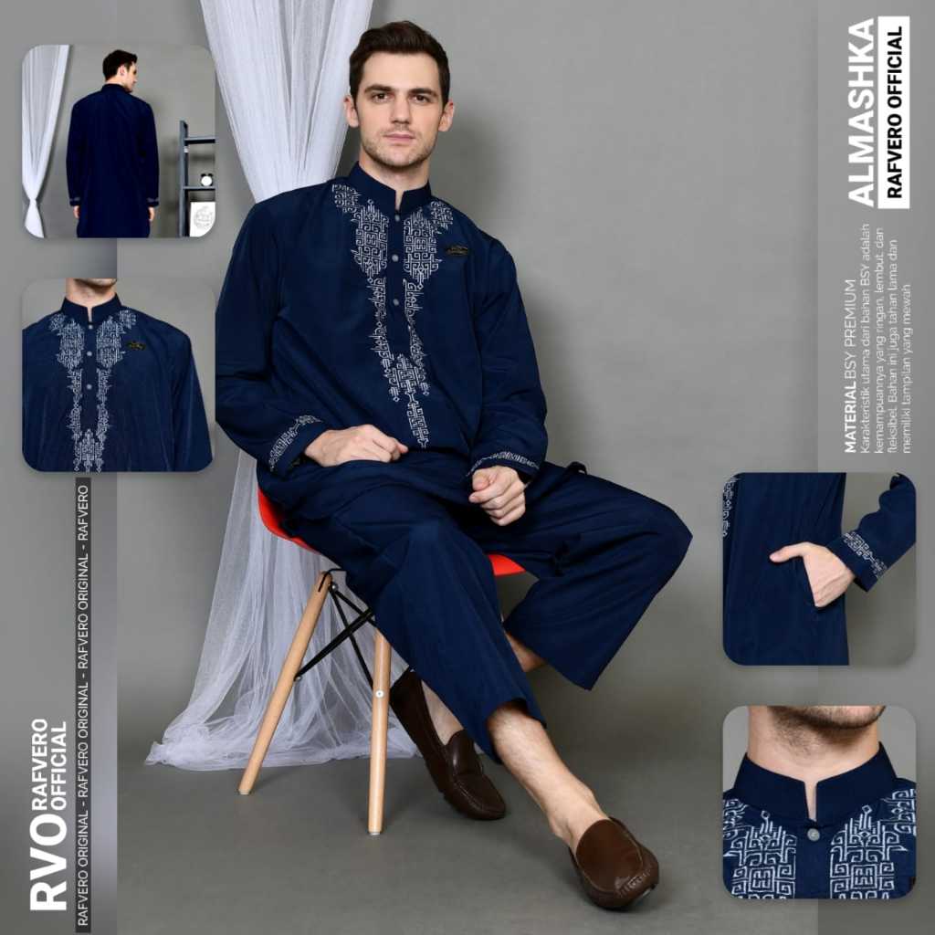 TERKINI Baju Muslim Koko - Setelan Pakistan Al-Mashka - Setelan baju Muslim RAFVERO Original TERKINI
