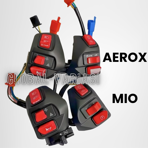 PROMO MURAH SAKLAR KIRI KANAN LENGKAP MOTOR MIO AEROX FULLSET TOMBOL MERAH KOMPLIT ENGINE ON OFF STA
