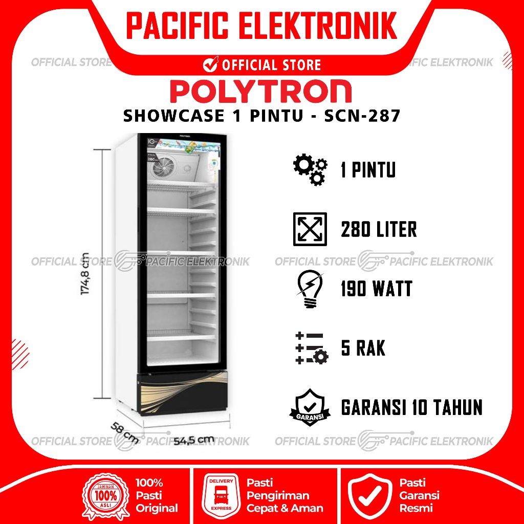 Showcase Polytron 5 Rak 280Liter SCN-287 / SCN287